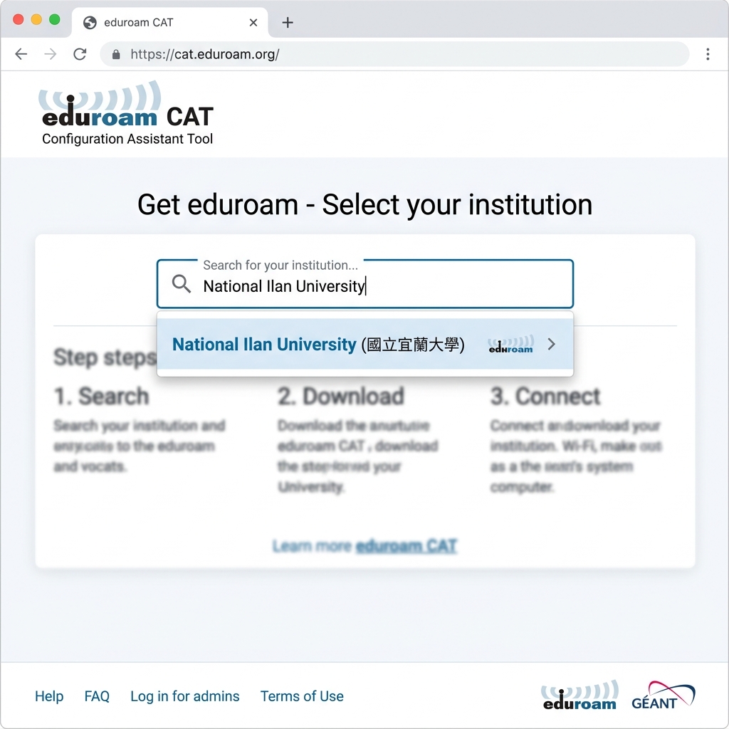 eduroam CAT 搜尋宜蘭大學