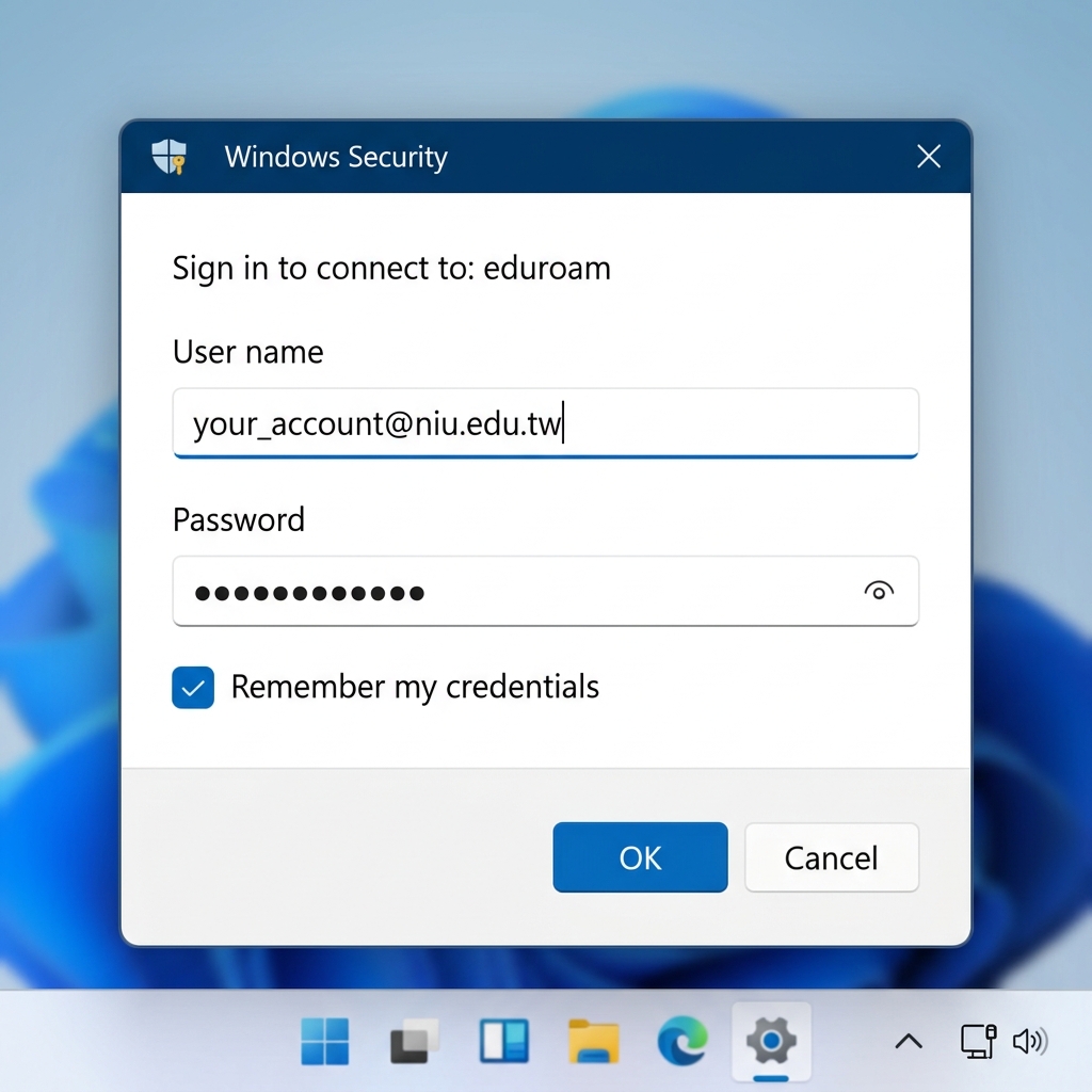 Windows 11 eduroam 驗證視窗